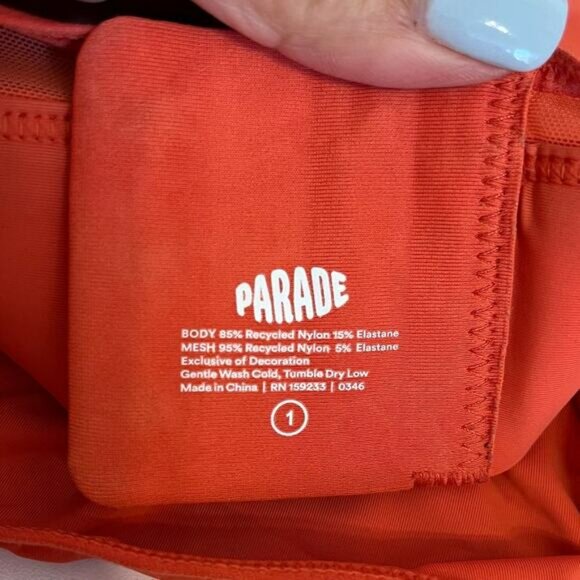 Parade Dream Fit Scoop Women Bra Bralette Size 1 Orange Wireless Stretchy Lounge - Picture 5 of 6